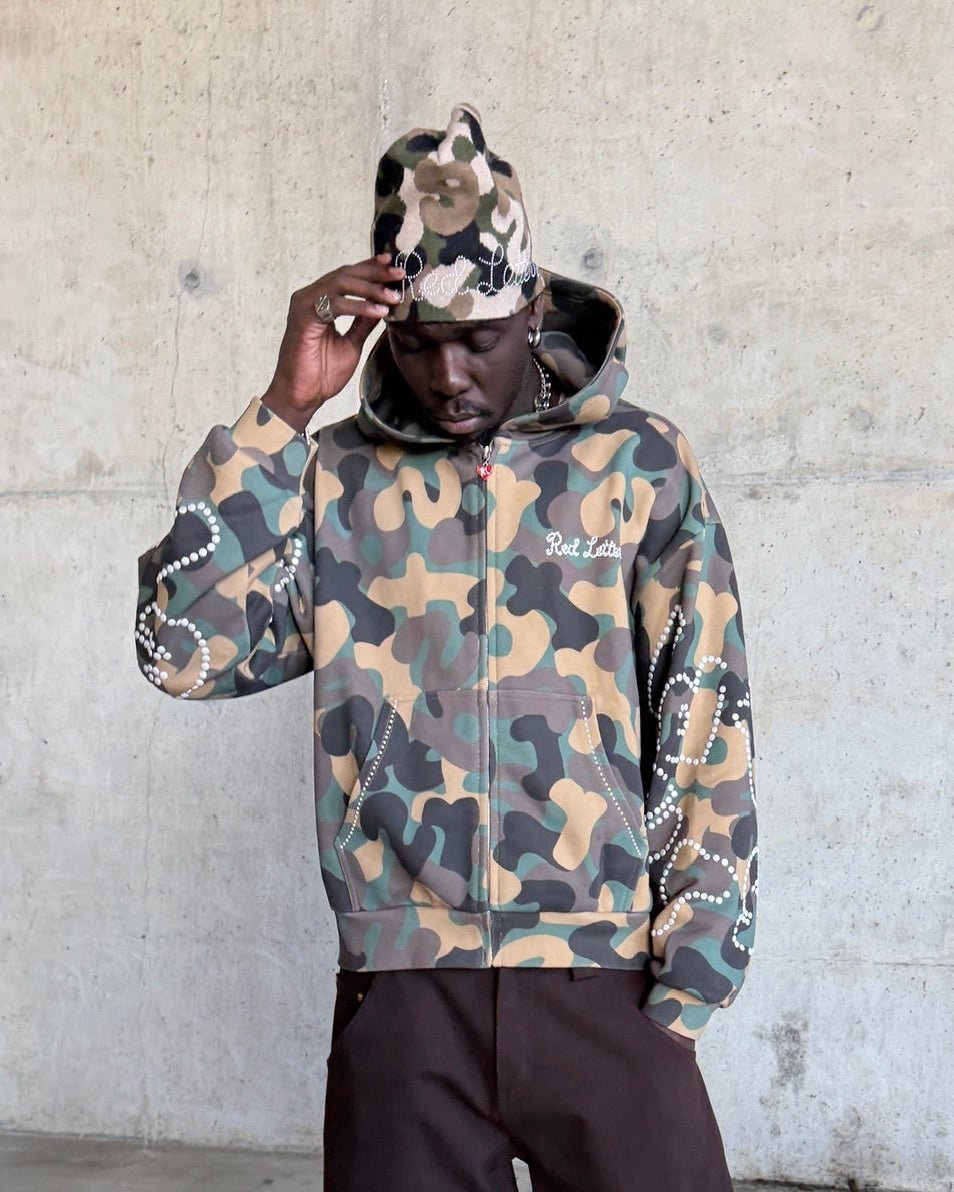 Camo Gem Zip-Up Hoodie by Red Letters, heavyweight 500GSM French terry