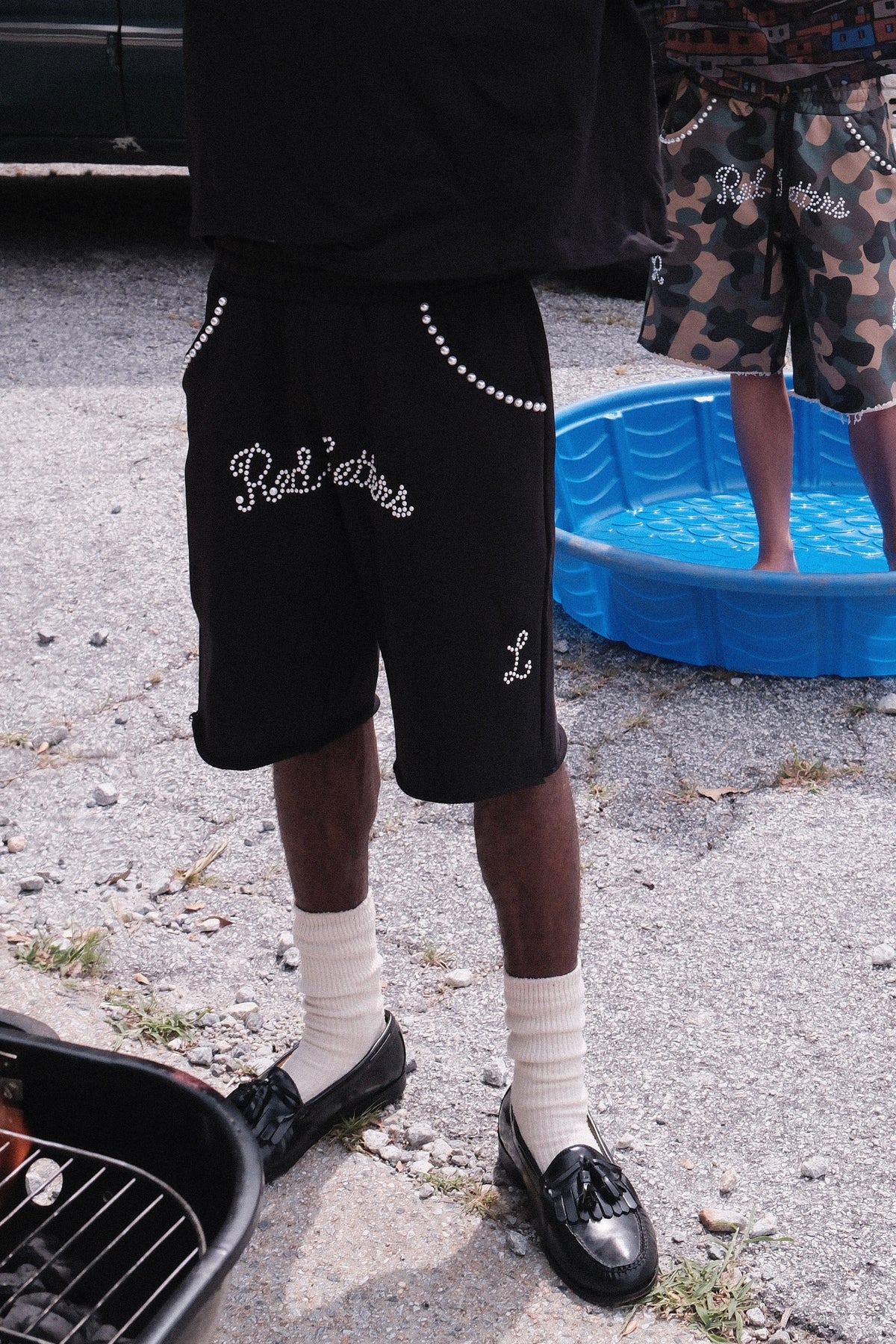 Black Pearled French Terry Shorts