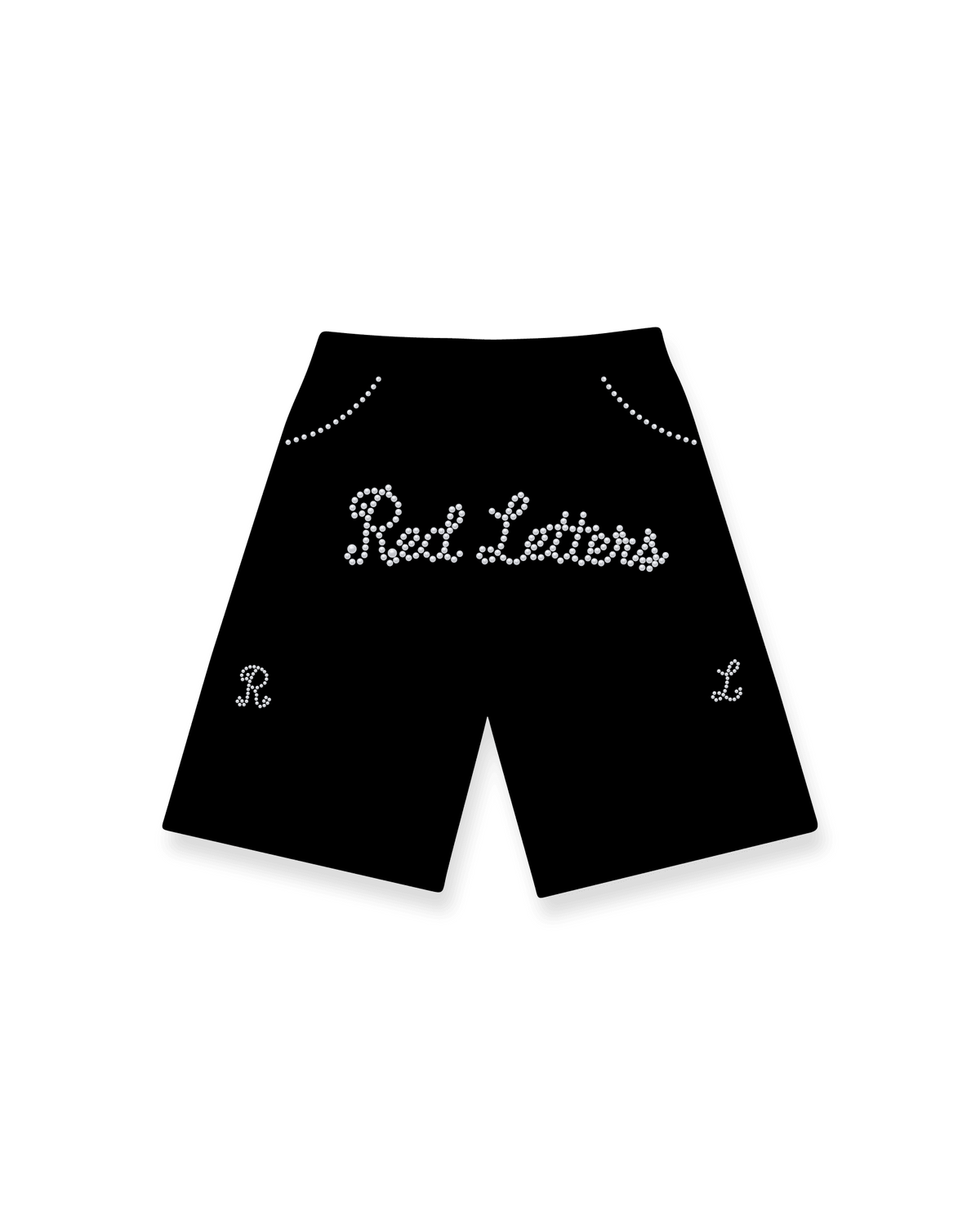 Black Pearled French Terry Shorts by Red Letters