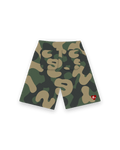 Camo Pearls French Terry Shorts - Red Letters