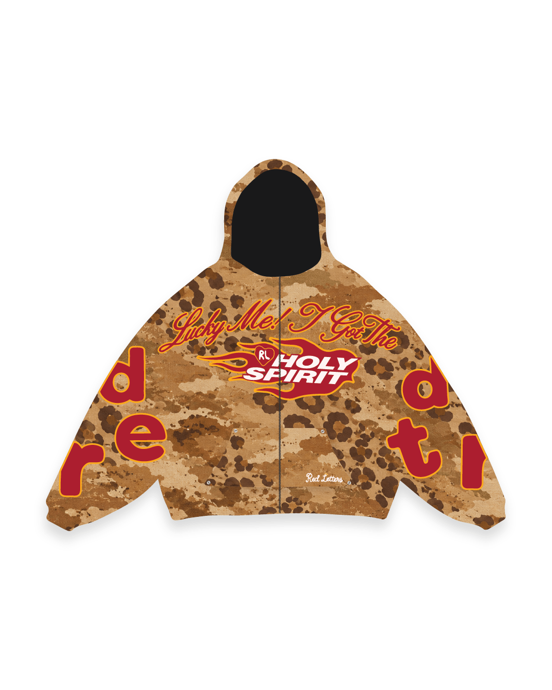 Desert Camo Zip-Up Hoodie - Red Letters