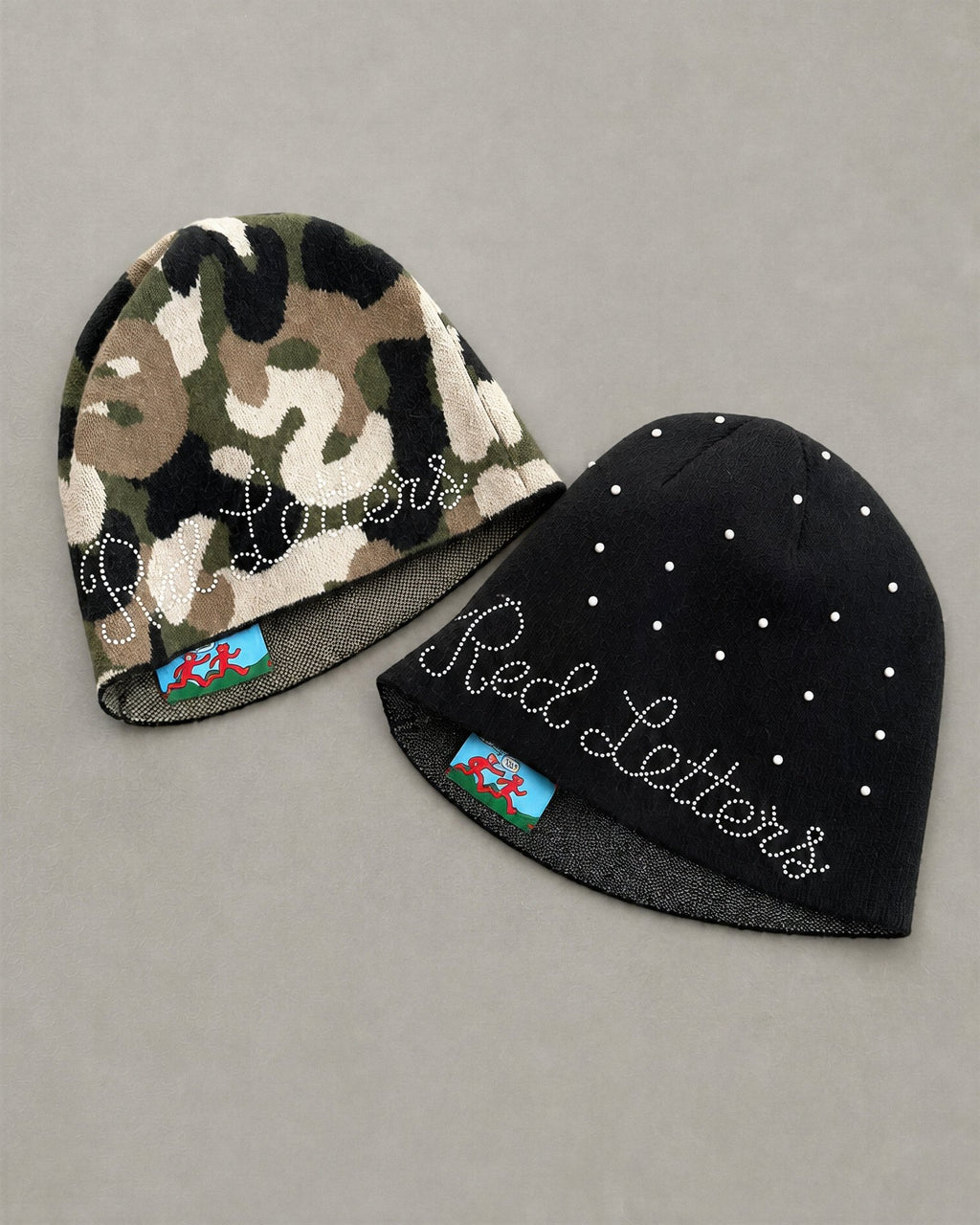 Hidden Gem Skully Beanie - Red Letters