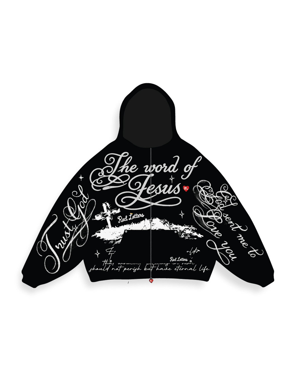 Jesus Script Zip-Up Hoodie - Red Letters