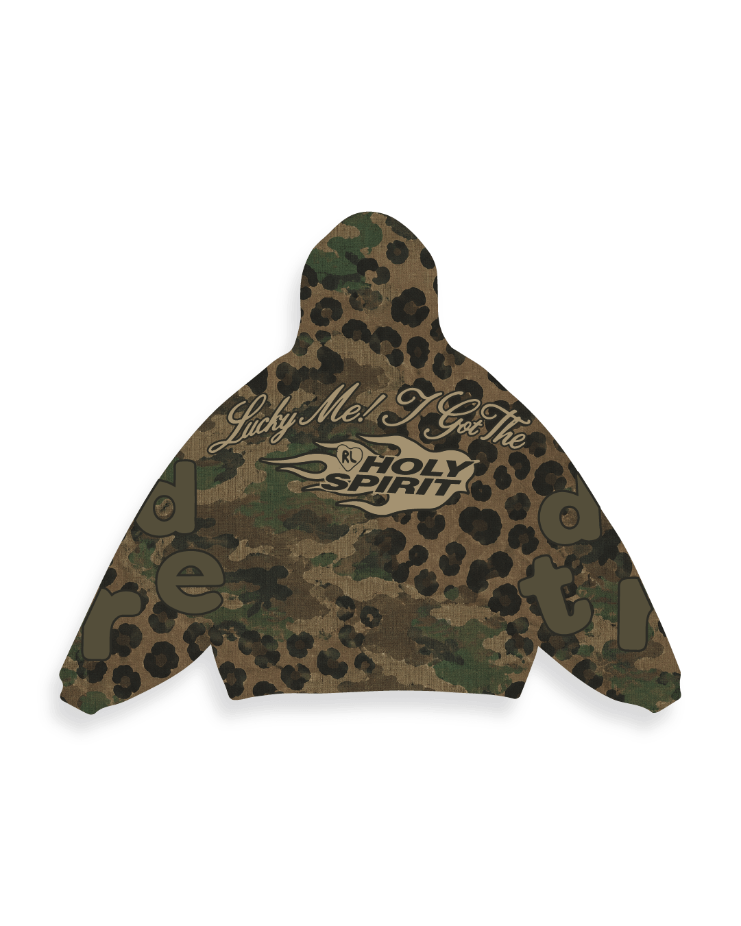 Jungle Camo Zip-Up Hoodie - Red Letters