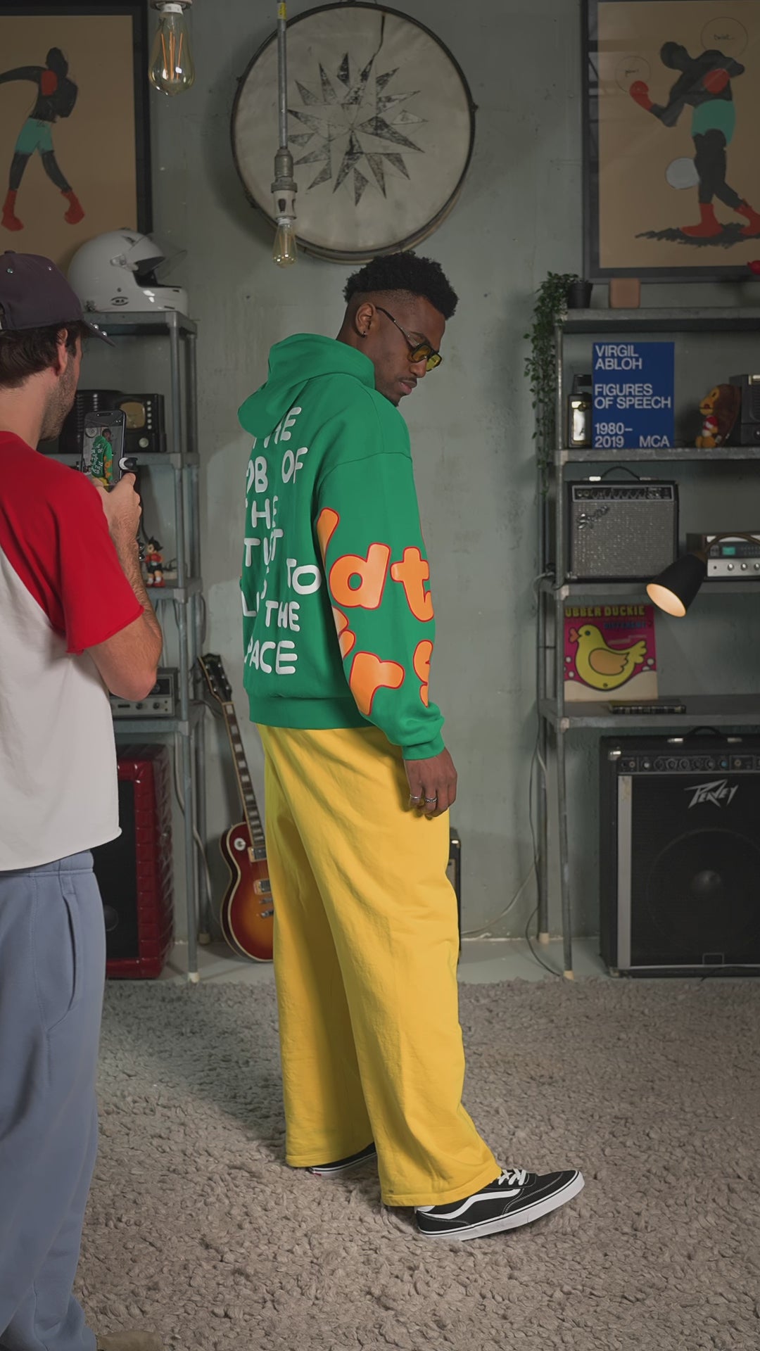 Green Letters Hoodie — on-body video, front