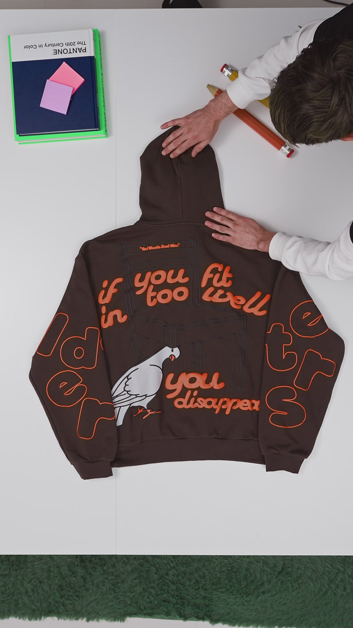 Brown Dove Zip-Up Hoodie — flat-lay video, back print