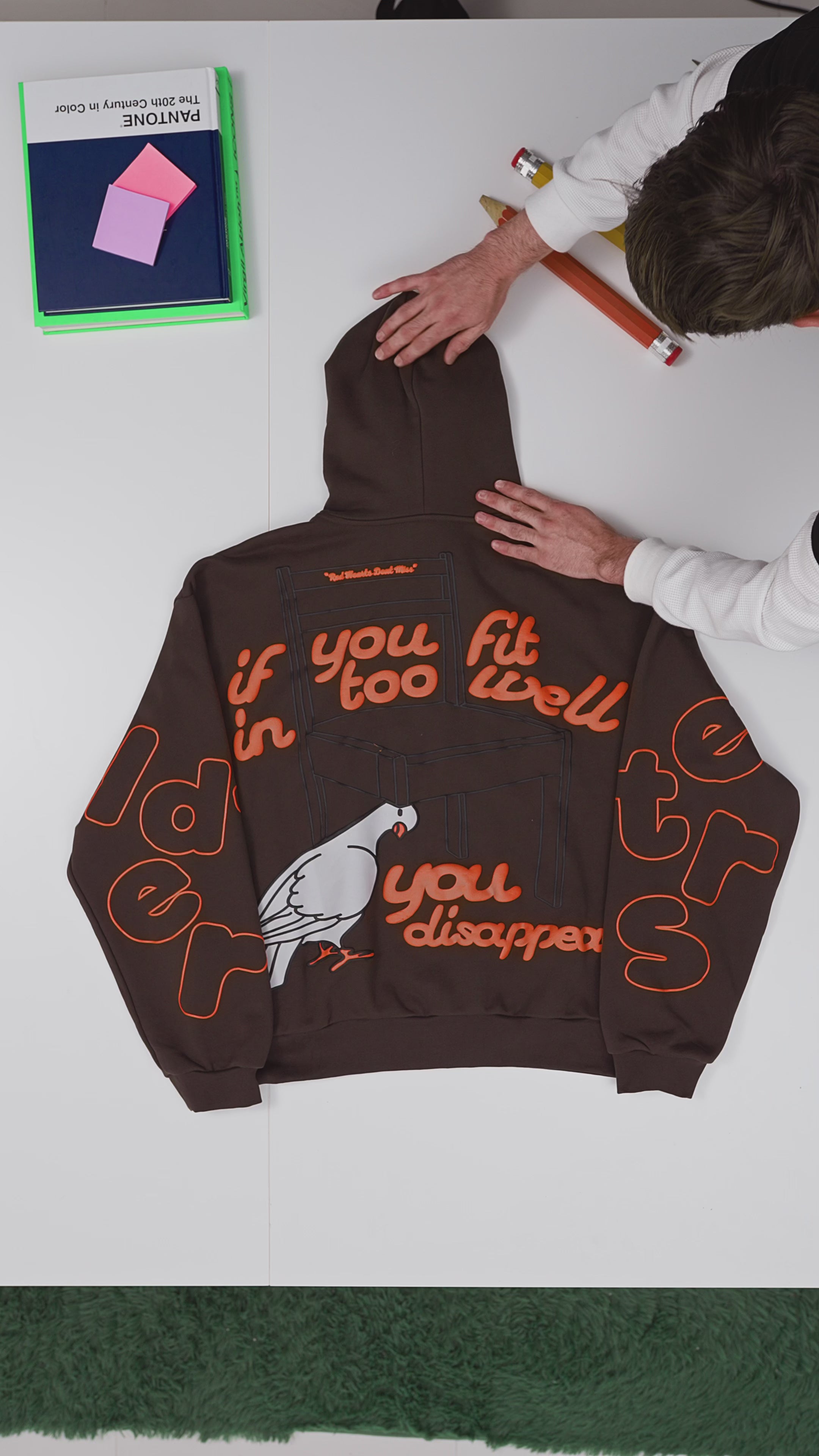 Brown Dove Zip-Up Hoodie — flat-lay video, back print