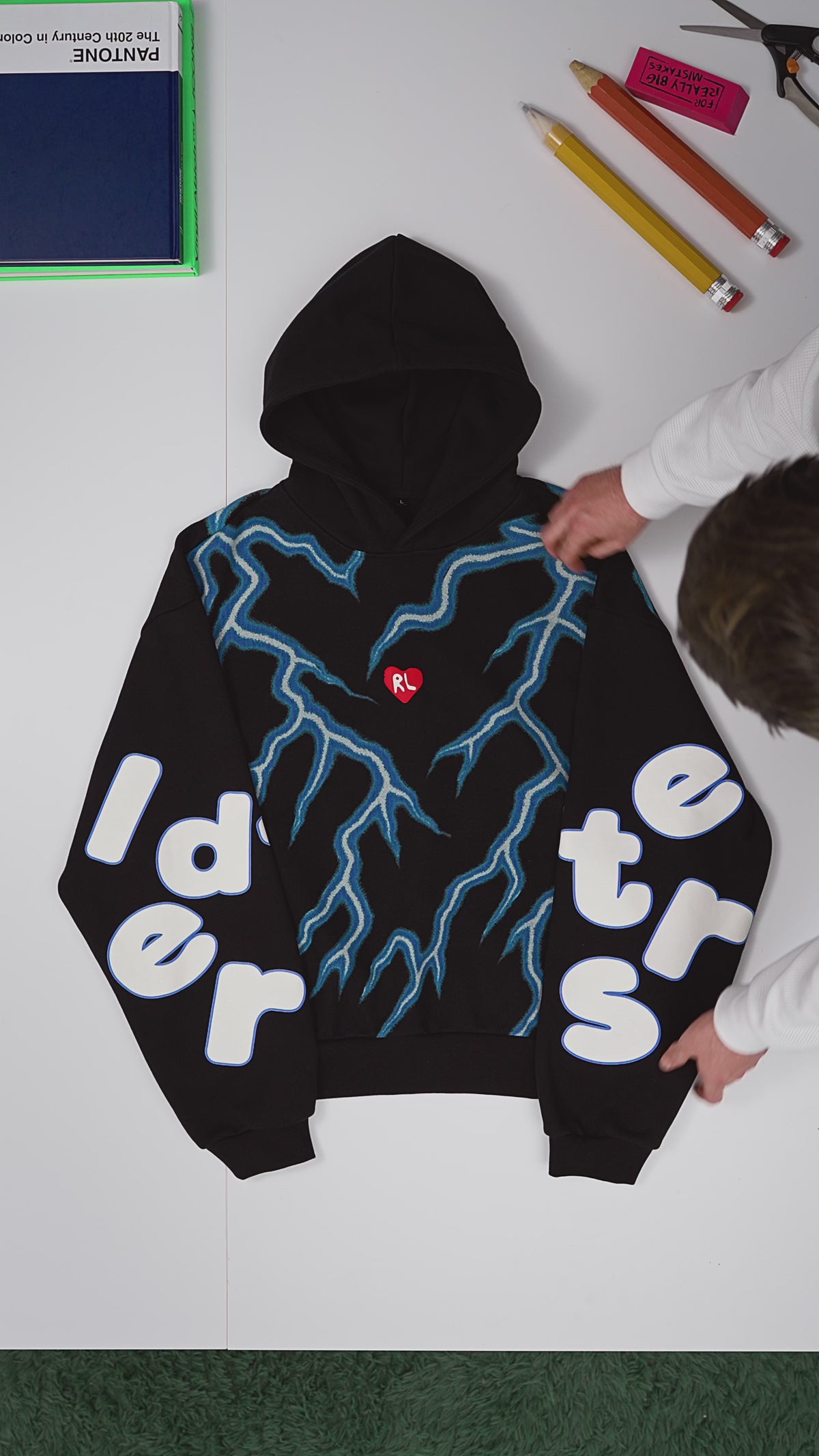 Black Lightning Zip-Up Hoodie — flat-lay video, back