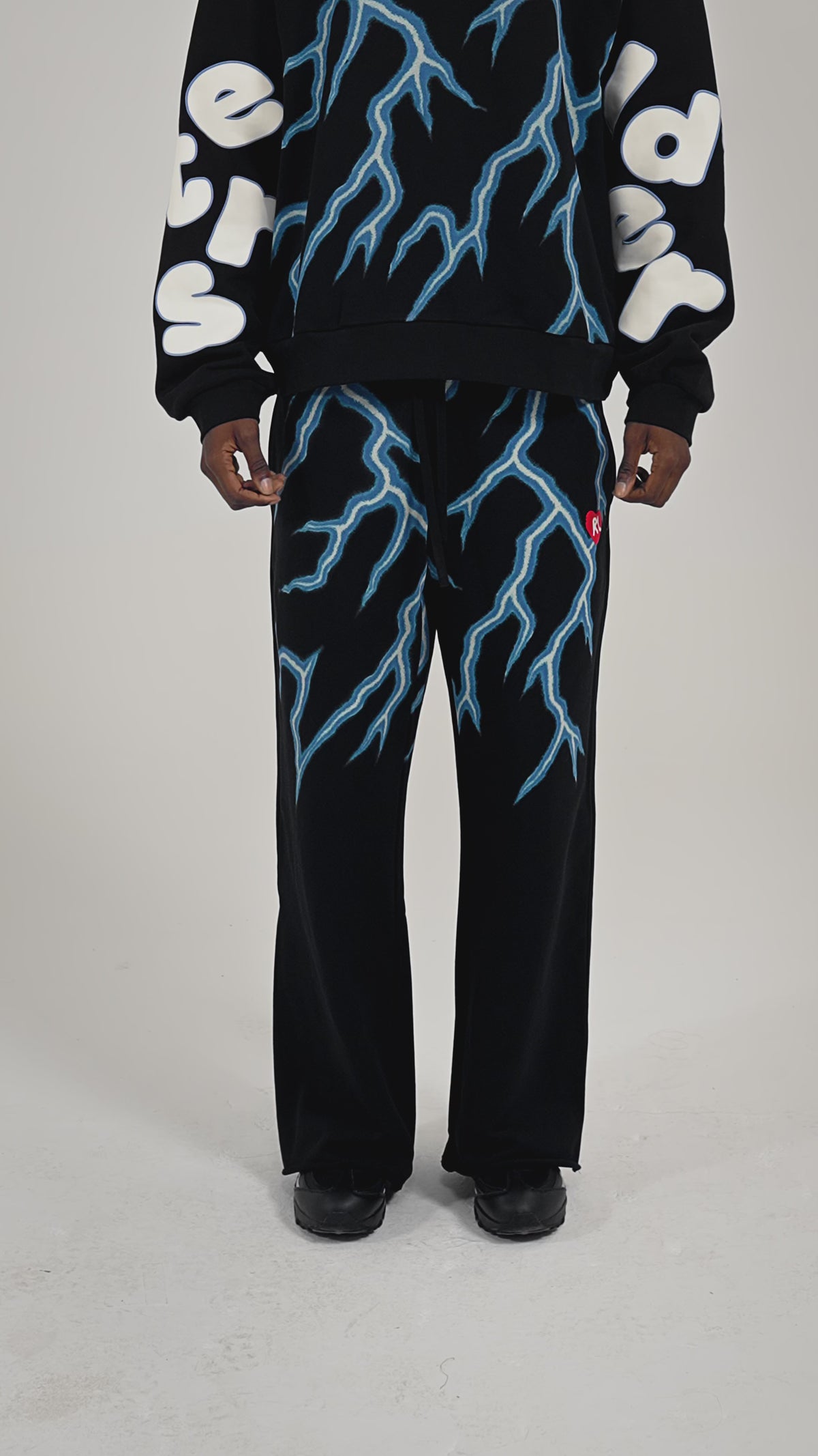 Black Lightning Zip-Up Hoodie — on-body video