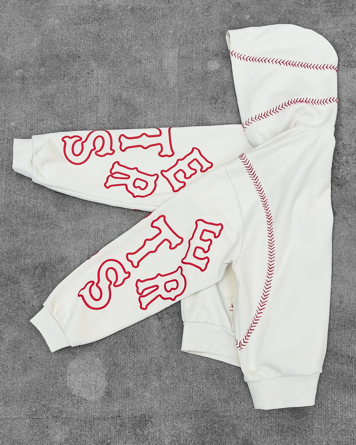Red Stitches Scattered Hoodie by Red Letters