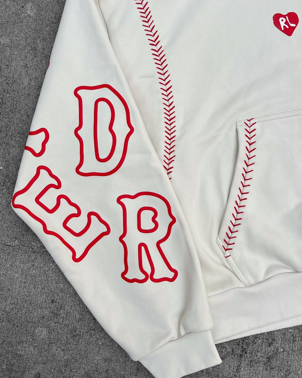 Red Stitches Scattered Hoodie by Red Letters
